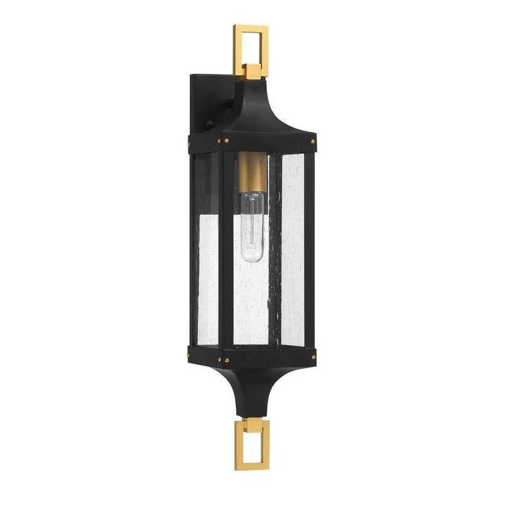 Savoy House - 5-276-144 - One Light Outdoor Wall Lantern - Glendale - Matte Black/Weathered Brushed Brass