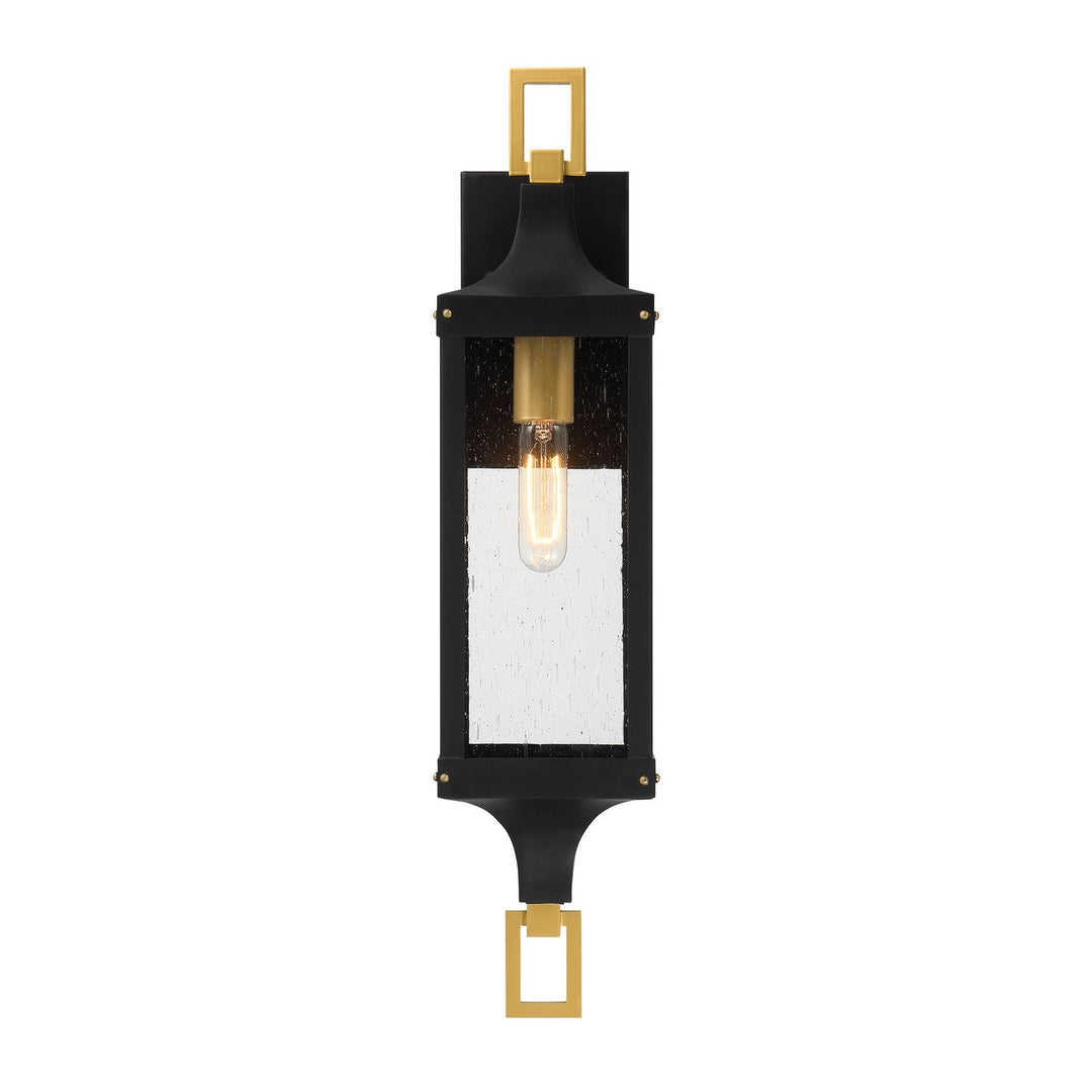 Savoy House - 5-276-144 - One Light Outdoor Wall Lantern - Glendale - Matte Black/Weathered Brushed Brass