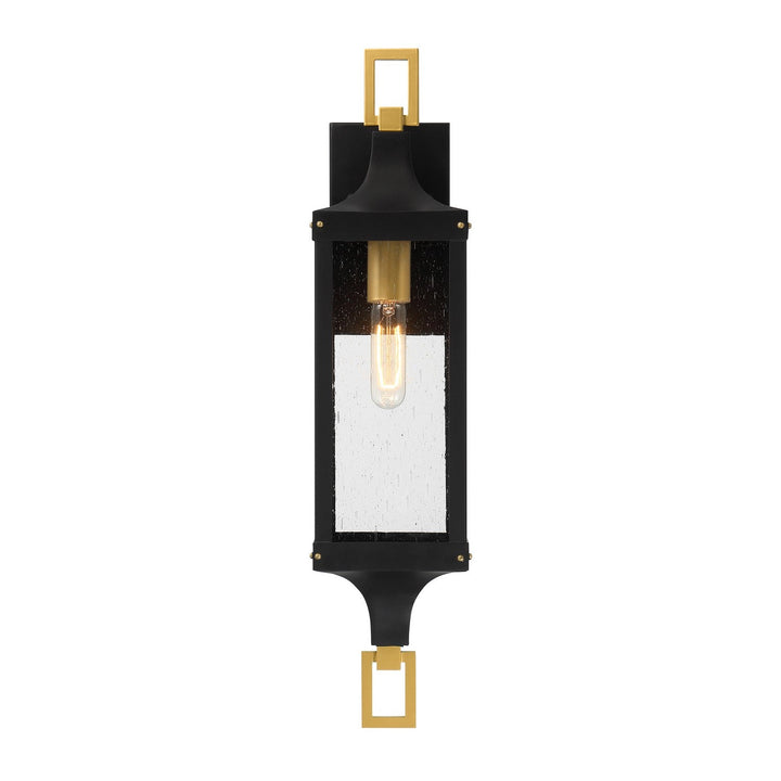 Savoy House - 5-276-144 - One Light Outdoor Wall Lantern - Glendale - Matte Black/Weathered Brushed Brass
