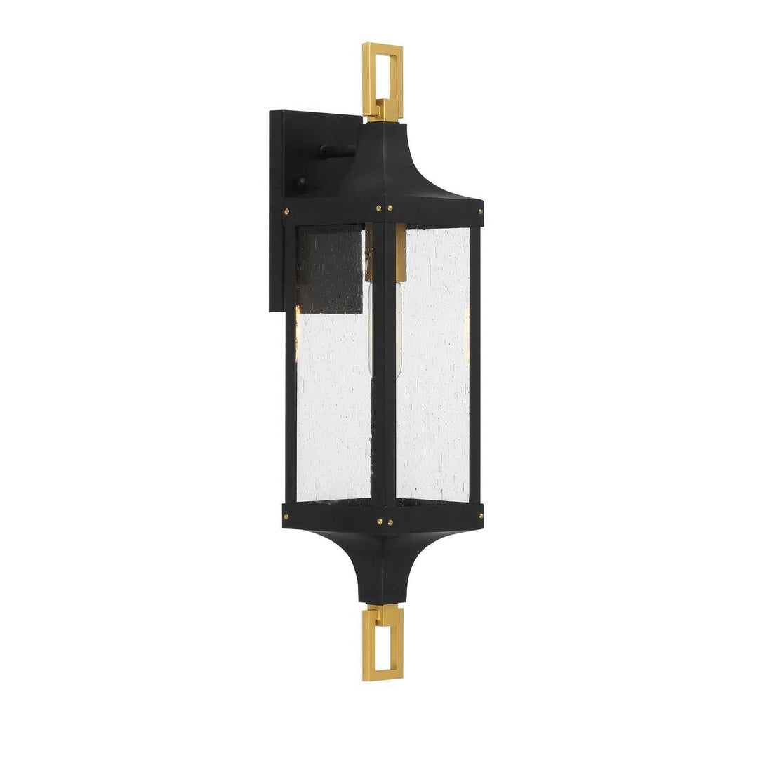 Savoy House - 5-276-144 - One Light Outdoor Wall Lantern - Glendale - Matte Black/Weathered Brushed Brass