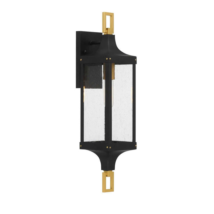 Savoy House - 5-276-144 - One Light Outdoor Wall Lantern - Glendale - Matte Black/Weathered Brushed Brass