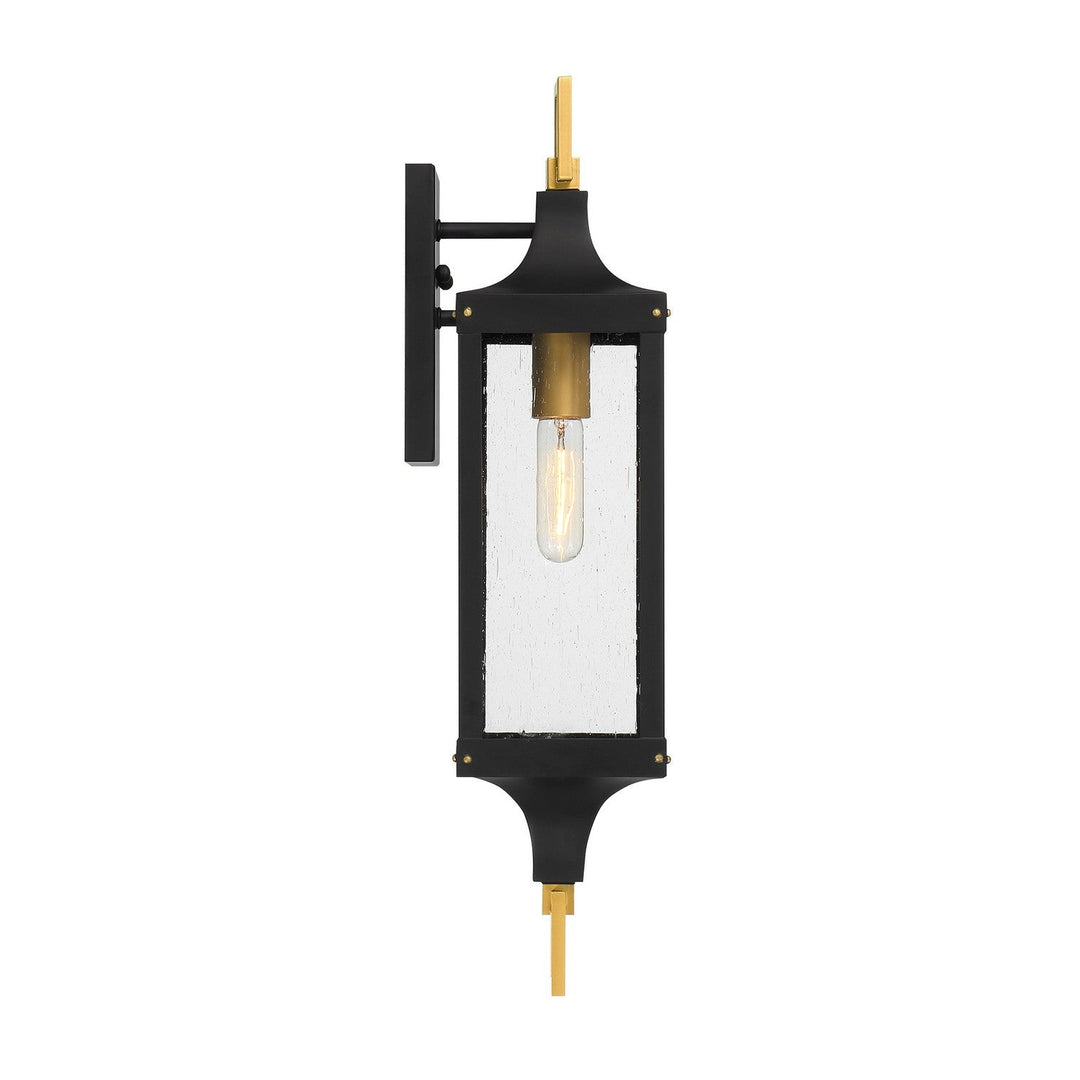 Savoy House - 5-276-144 - One Light Outdoor Wall Lantern - Glendale - Matte Black/Weathered Brushed Brass