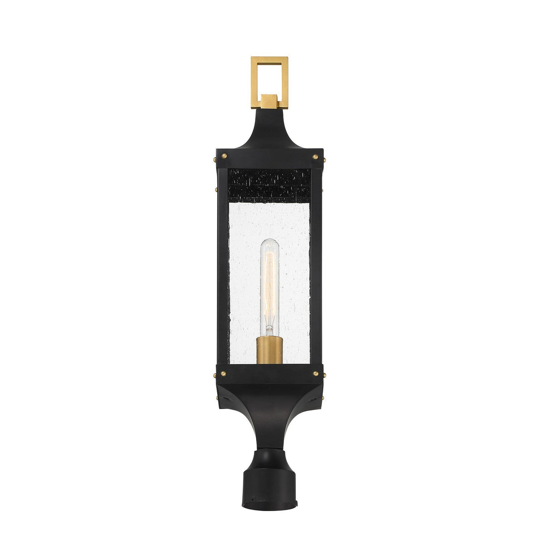 Savoy House - 5-278-144 - One Light Outdoor Post Lantern - Glendale - Matte Black/Weathered Brushed Brass