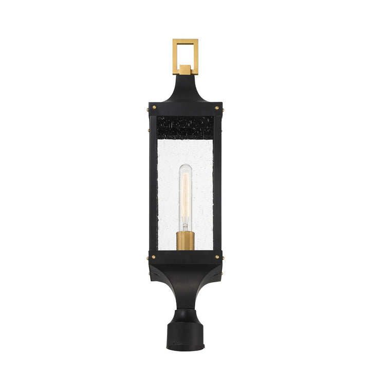 Savoy House - 5-278-144 - One Light Outdoor Post Lantern - Glendale - Matte Black/Weathered Brushed Brass