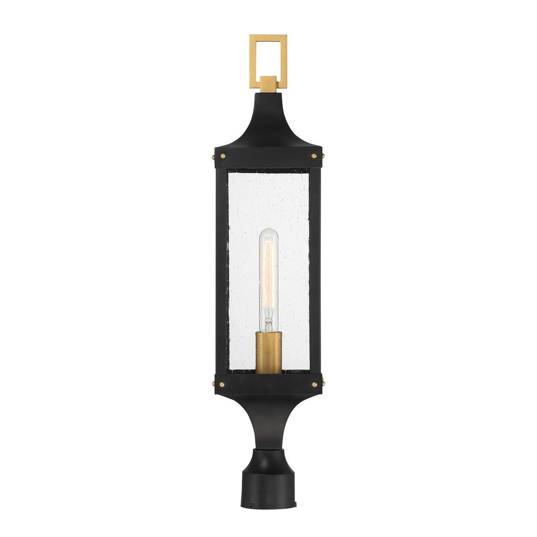 Savoy House - 5-278-144 - One Light Outdoor Post Lantern - Glendale - Matte Black/Weathered Brushed Brass