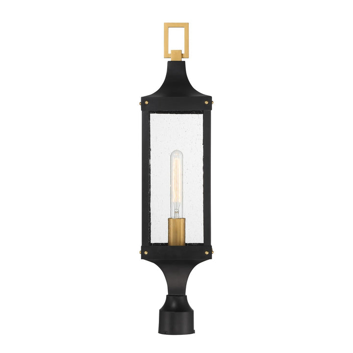 Savoy House - 5-278-144 - One Light Outdoor Post Lantern - Glendale - Matte Black/Weathered Brushed Brass