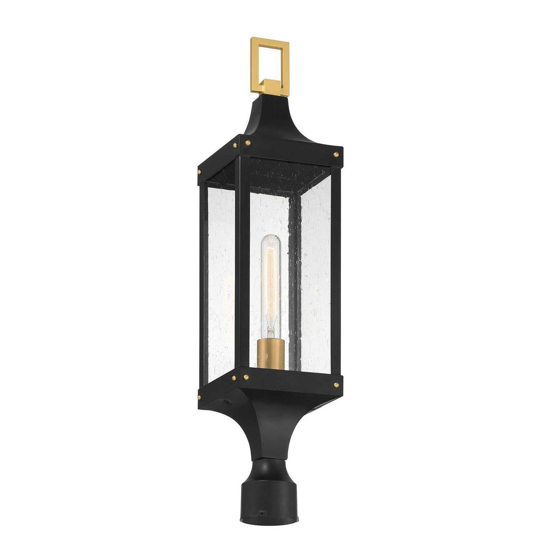 Savoy House - 5-278-144 - One Light Outdoor Post Lantern - Glendale - Matte Black/Weathered Brushed Brass