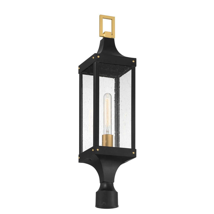 Savoy House - 5-278-144 - One Light Outdoor Post Lantern - Glendale - Matte Black/Weathered Brushed Brass