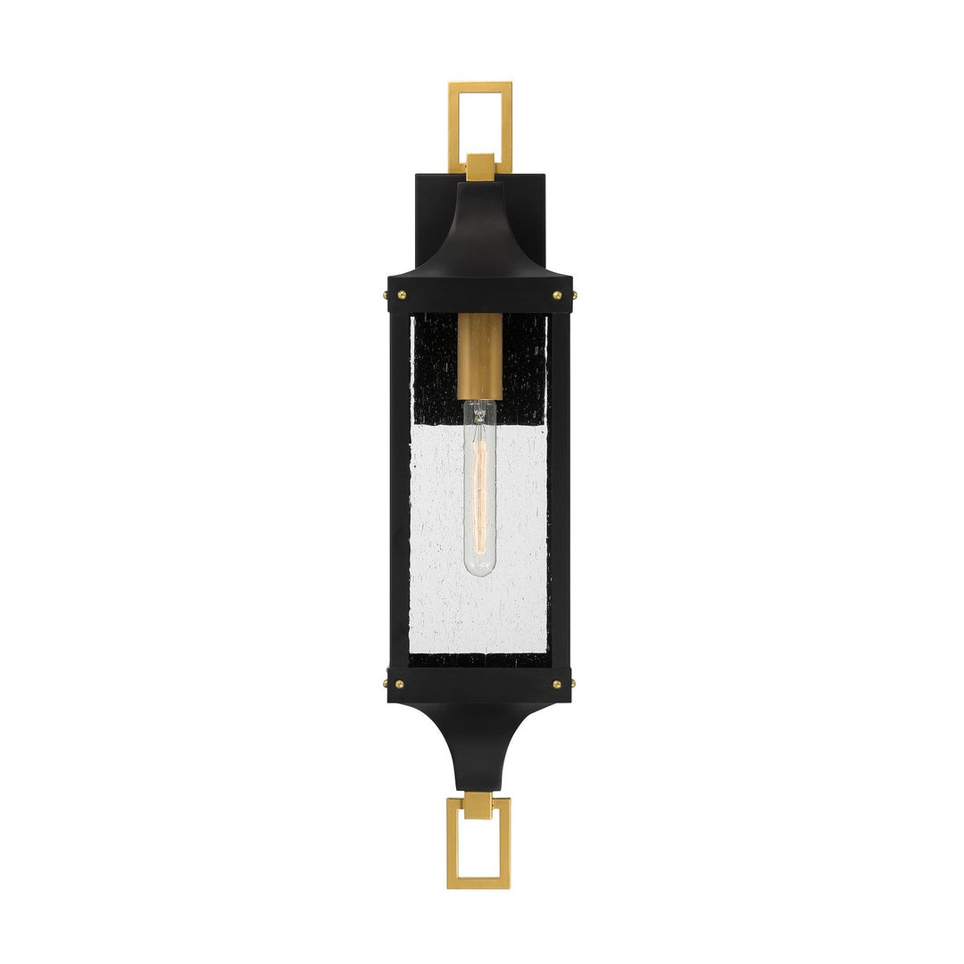 Savoy House - 5-279-144 - One Light Outdoor Wall Lantern - Glendale - Matte Black/Weathered Brushed Brass