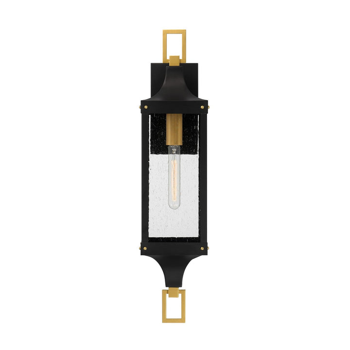 Savoy House - 5-279-144 - One Light Outdoor Wall Lantern - Glendale - Matte Black/Weathered Brushed Brass