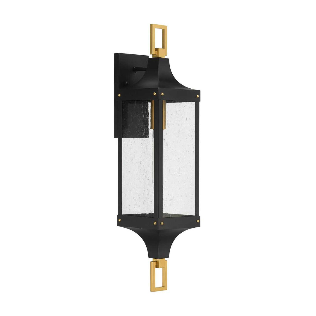 Savoy House - 5-279-144 - One Light Outdoor Wall Lantern - Glendale - Matte Black/Weathered Brushed Brass