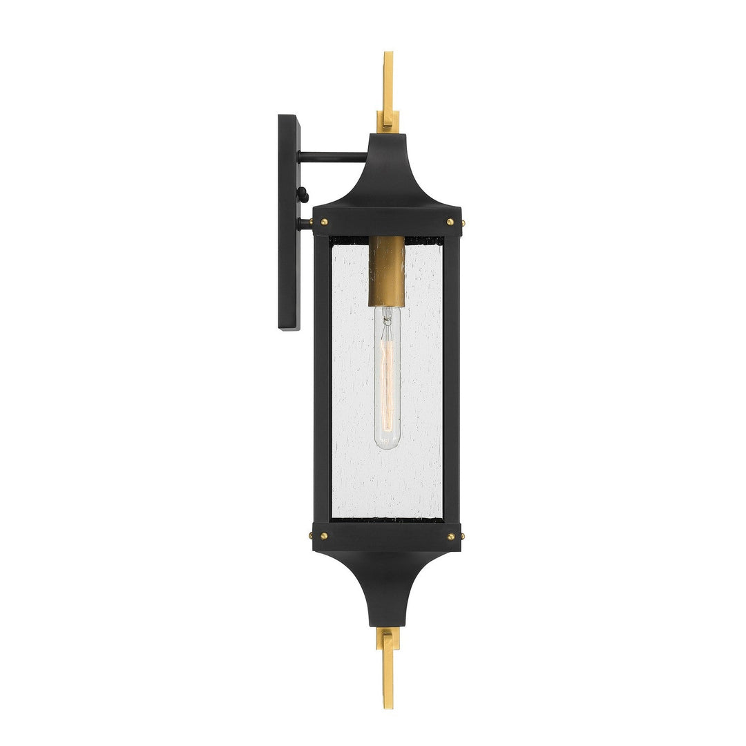 Savoy House - 5-279-144 - One Light Outdoor Wall Lantern - Glendale - Matte Black/Weathered Brushed Brass