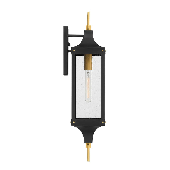 Savoy House - 5-279-144 - One Light Outdoor Wall Lantern - Glendale - Matte Black/Weathered Brushed Brass