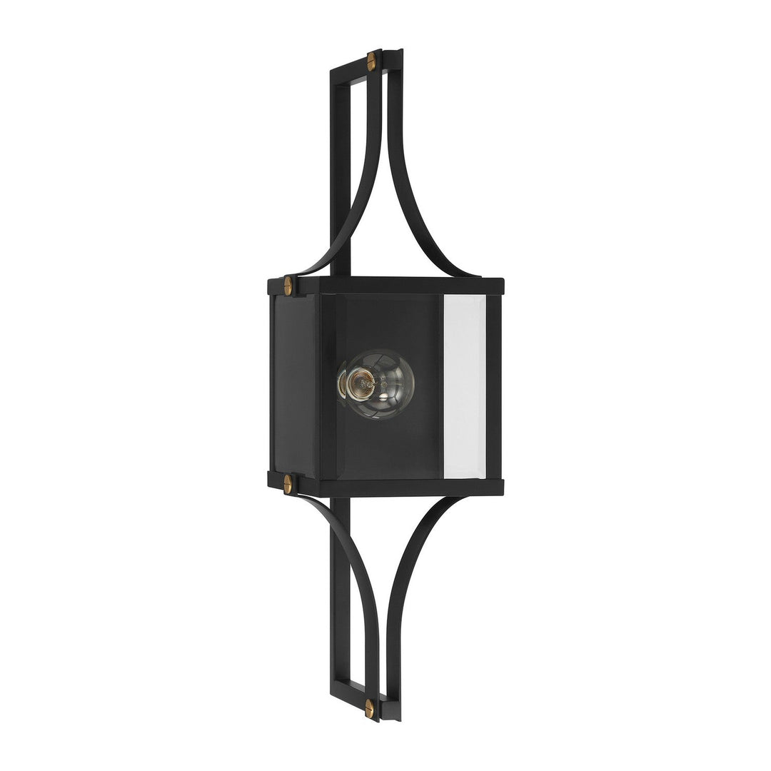 Savoy House - 5-472-144 - One Light Outdoor Wall Lantern - Raeburn - Matte Black/Weathered Brushed Brass