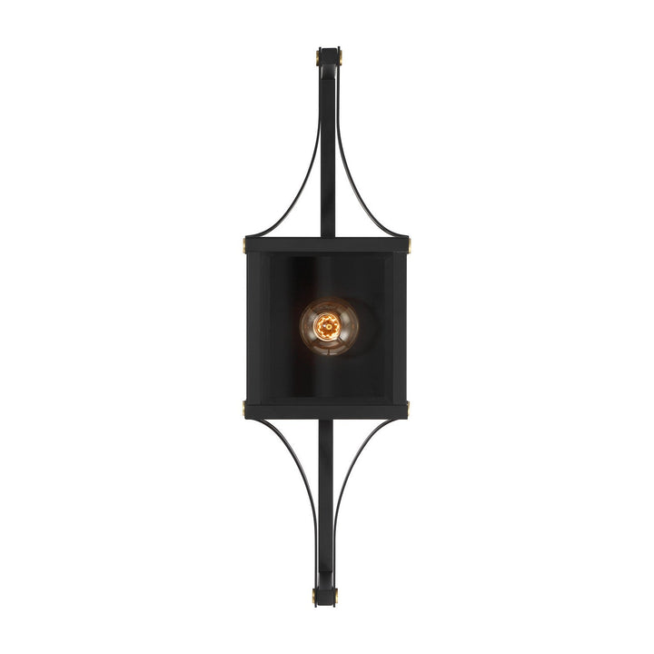 Savoy House - 5-472-144 - One Light Outdoor Wall Lantern - Raeburn - Matte Black/Weathered Brushed Brass