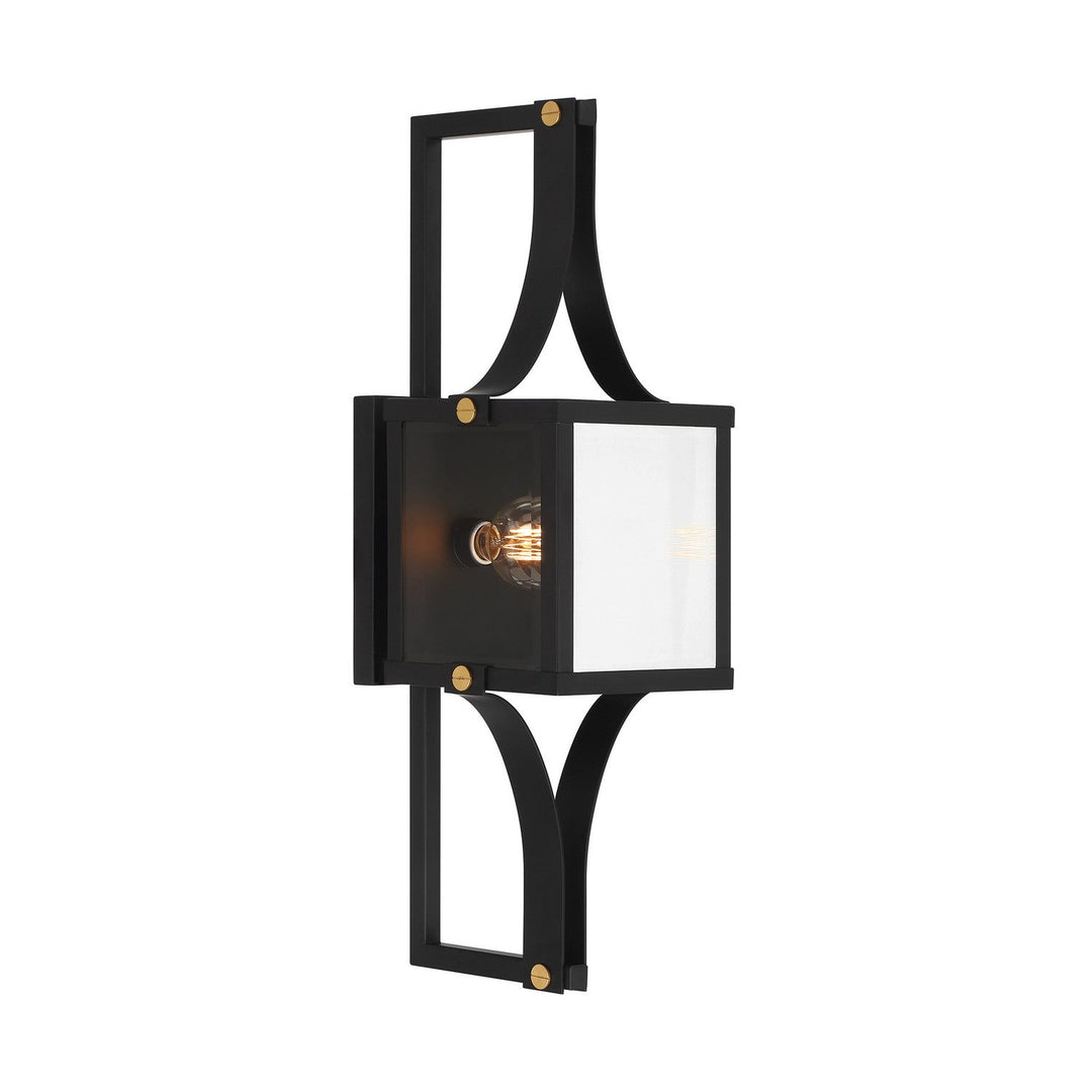 Savoy House - 5-472-144 - One Light Outdoor Wall Lantern - Raeburn - Matte Black/Weathered Brushed Brass