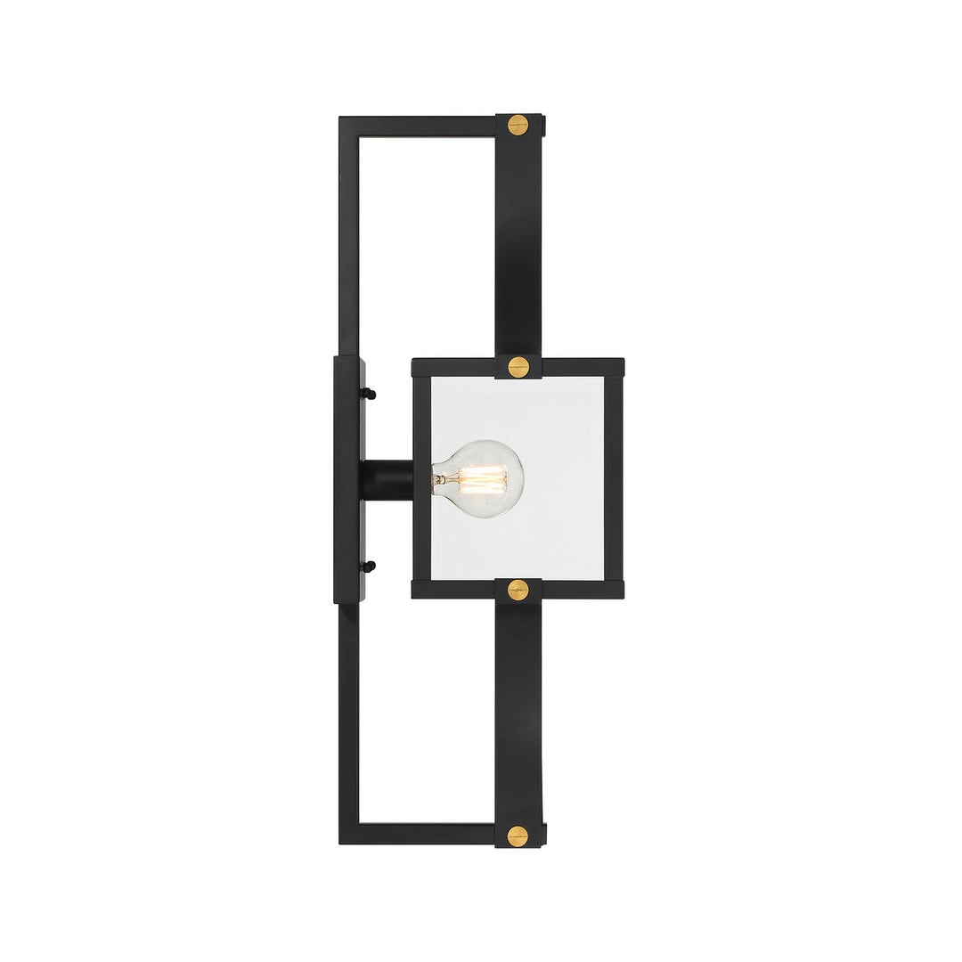 Savoy House - 5-472-144 - One Light Outdoor Wall Lantern - Raeburn - Matte Black/Weathered Brushed Brass