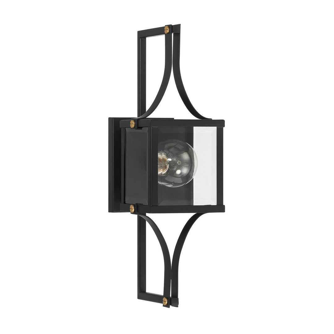 Savoy House - 5-473-144 - One Light Outdoor Wall Lantern - Raeburn - Matte Black/Weathered Brushed Brass