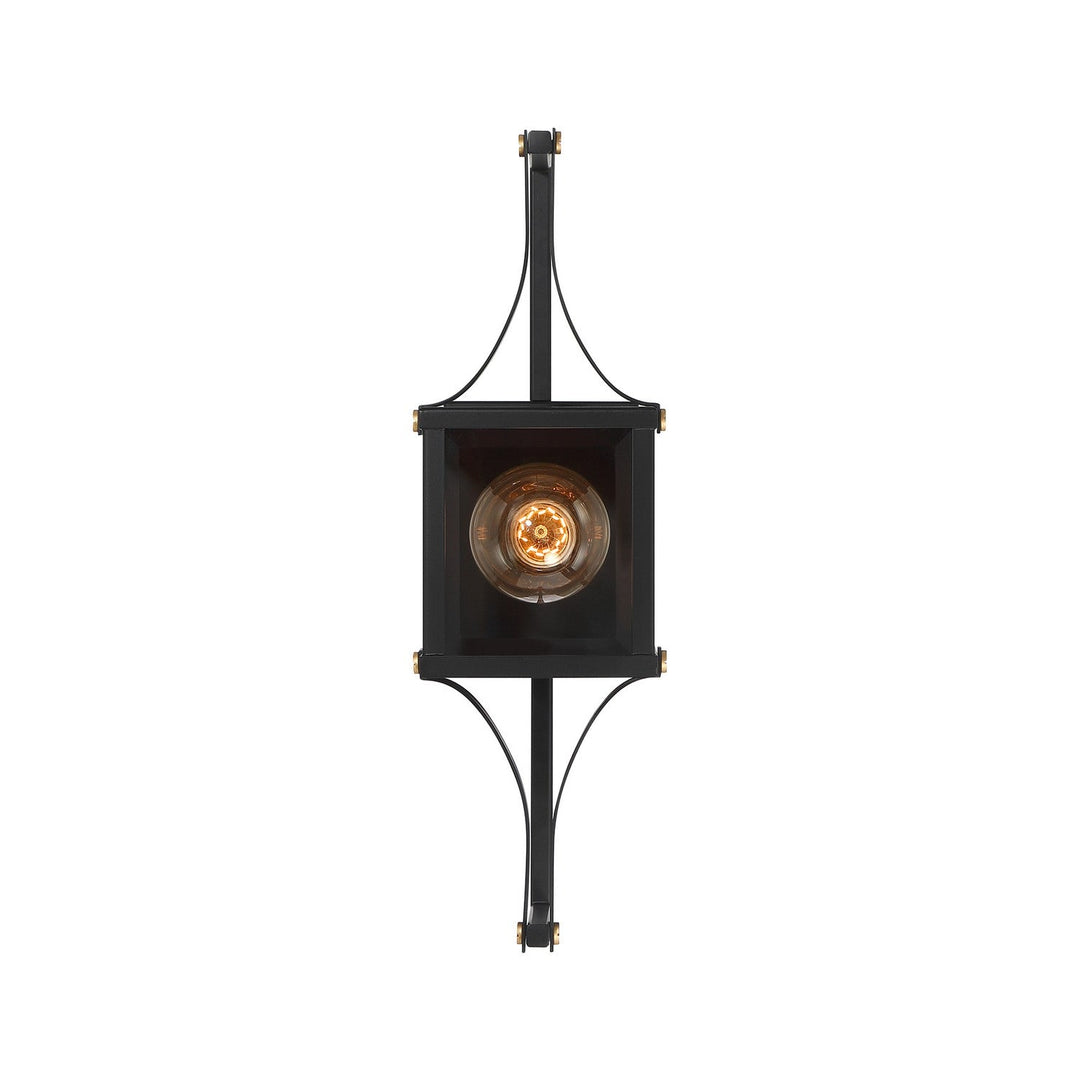 Savoy House - 5-473-144 - One Light Outdoor Wall Lantern - Raeburn - Matte Black/Weathered Brushed Brass