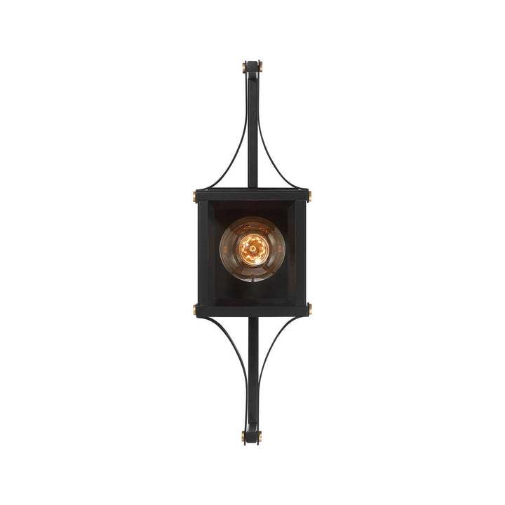 Savoy House - 5-473-144 - One Light Outdoor Wall Lantern - Raeburn - Matte Black/Weathered Brushed Brass