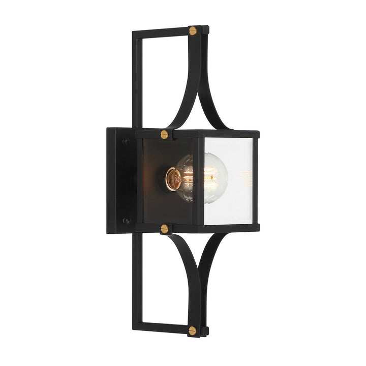 Savoy House - 5-473-144 - One Light Outdoor Wall Lantern - Raeburn - Matte Black/Weathered Brushed Brass