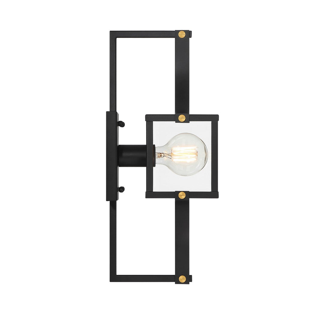 Savoy House - 5-473-144 - One Light Outdoor Wall Lantern - Raeburn - Matte Black/Weathered Brushed Brass