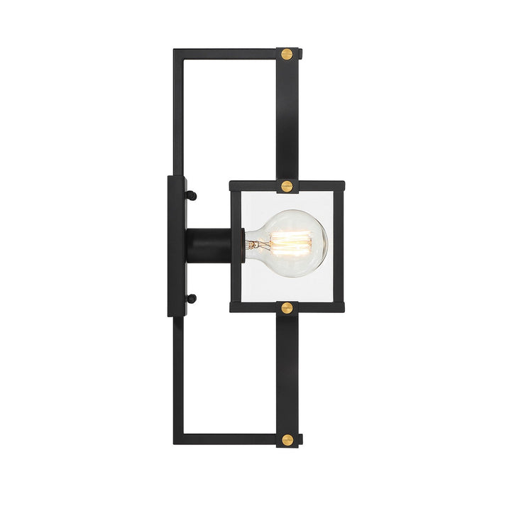 Savoy House - 5-473-144 - One Light Outdoor Wall Lantern - Raeburn - Matte Black/Weathered Brushed Brass
