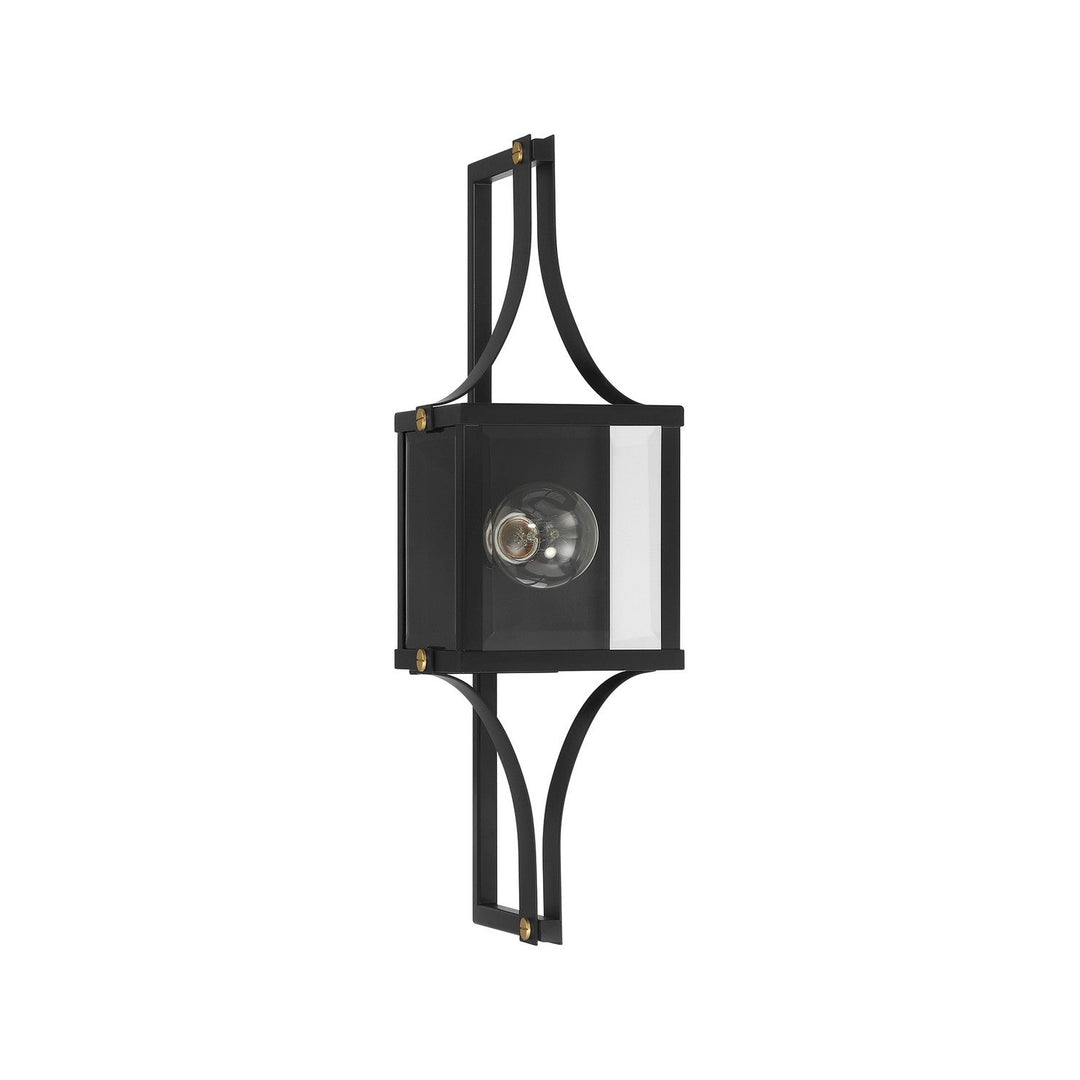 Savoy House - 5-474-144 - One Light Outdoor Wall Lantern - Raeburn - Matte Black/Weathered Brushed Brass