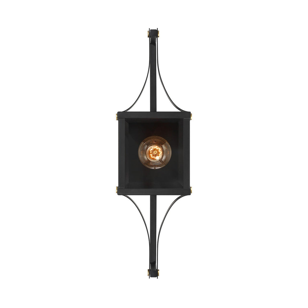 Savoy House - 5-474-144 - One Light Outdoor Wall Lantern - Raeburn - Matte Black/Weathered Brushed Brass