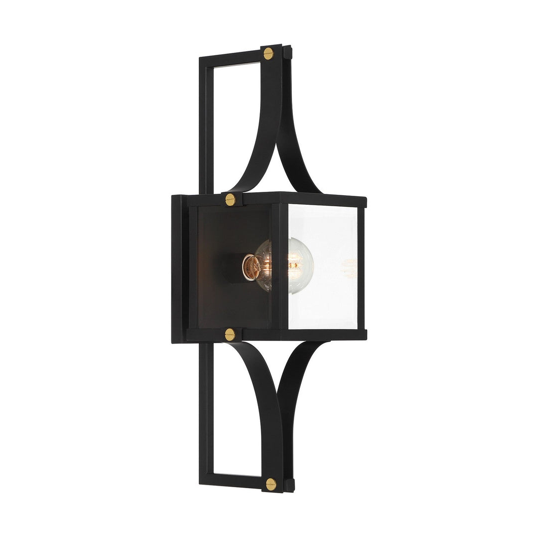 Savoy House - 5-474-144 - One Light Outdoor Wall Lantern - Raeburn - Matte Black/Weathered Brushed Brass