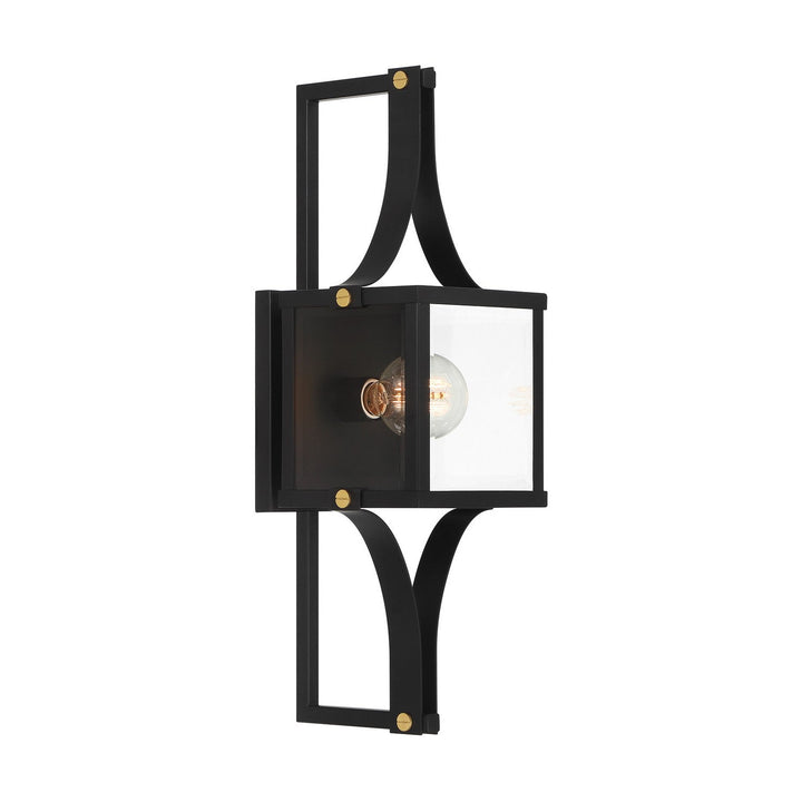 Savoy House - 5-474-144 - One Light Outdoor Wall Lantern - Raeburn - Matte Black/Weathered Brushed Brass