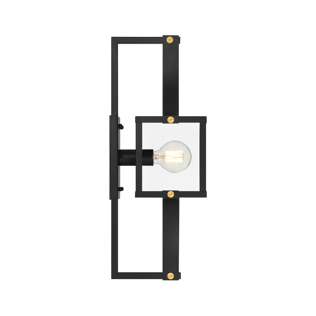 Savoy House - 5-474-144 - One Light Outdoor Wall Lantern - Raeburn - Matte Black/Weathered Brushed Brass