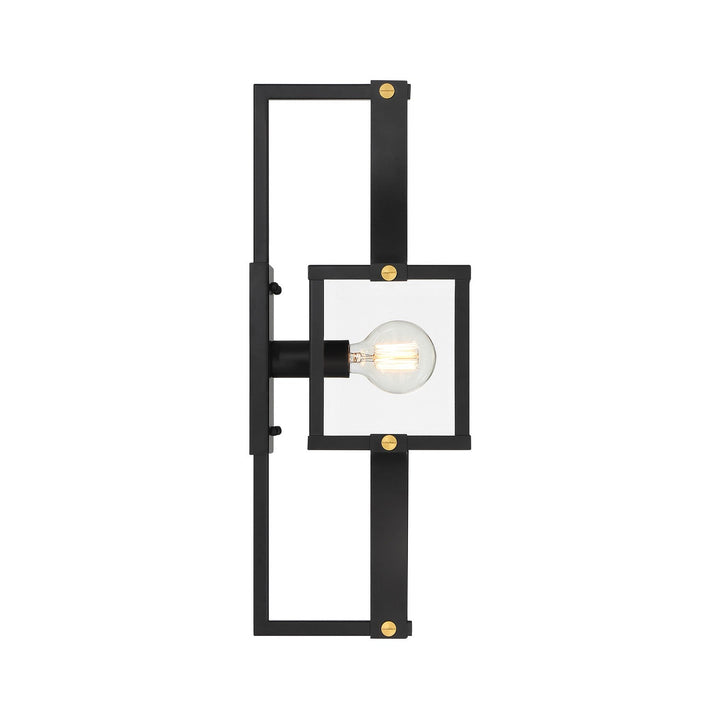 Savoy House - 5-474-144 - One Light Outdoor Wall Lantern - Raeburn - Matte Black/Weathered Brushed Brass