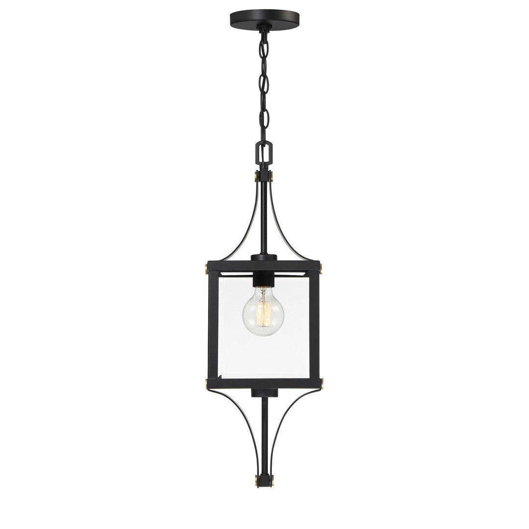 Savoy House - 5-475-144 - One Light Outdoor Hanging Lantern - Raeburn - Matte Black/Weathered Brushed Brass