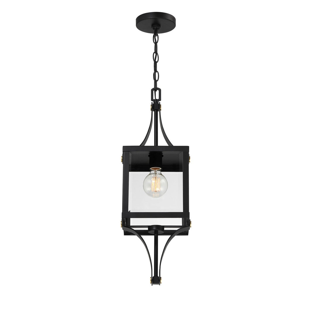Savoy House - 5-475-144 - One Light Outdoor Hanging Lantern - Raeburn - Matte Black/Weathered Brushed Brass