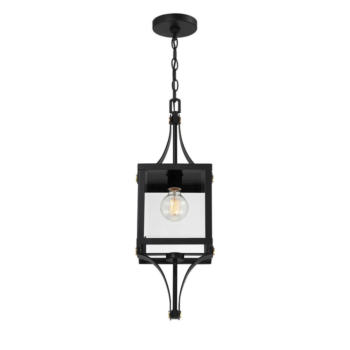 Savoy House - 5-475-144 - One Light Outdoor Hanging Lantern - Raeburn - Matte Black/Weathered Brushed Brass