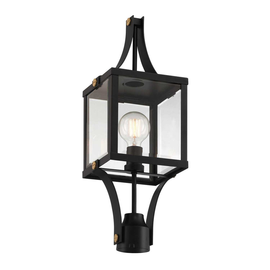 Savoy House - 5-476-144 - One Light Outdoor Post Lantern - Raeburn - Matte Black/Weathered Brushed Brass