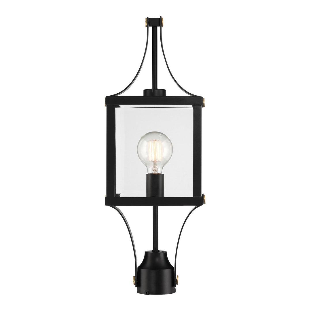 Savoy House - 5-476-144 - One Light Outdoor Post Lantern - Raeburn - Matte Black/Weathered Brushed Brass