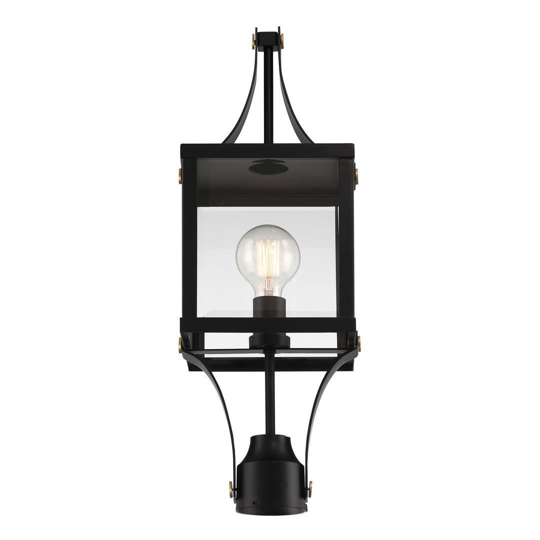 Savoy House - 5-476-144 - One Light Outdoor Post Lantern - Raeburn - Matte Black/Weathered Brushed Brass