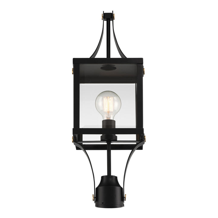 Savoy House - 5-476-144 - One Light Outdoor Post Lantern - Raeburn - Matte Black/Weathered Brushed Brass