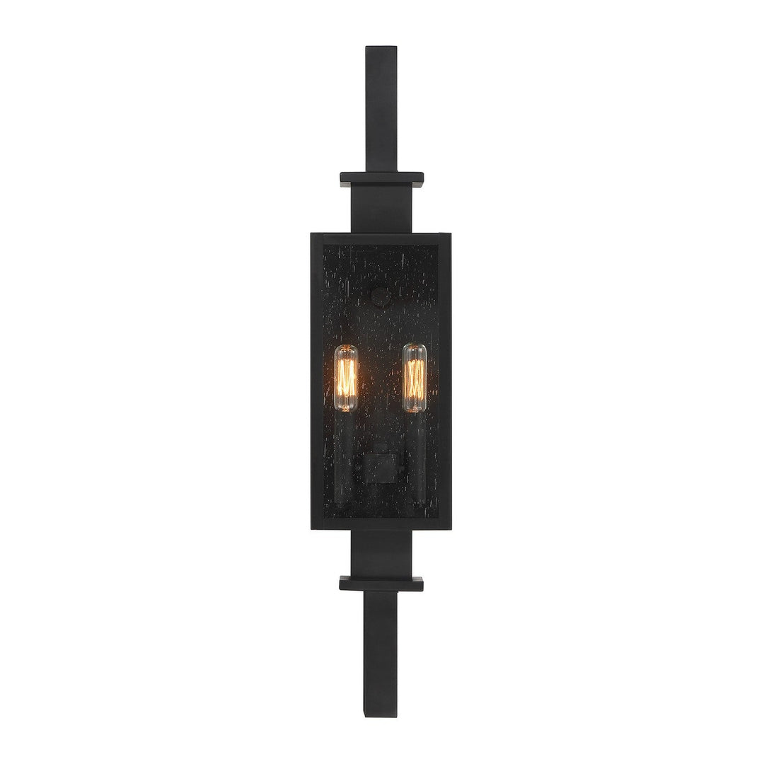 Ascott Two Light Outdoor Wall Lantern in Matte Black Savoy House