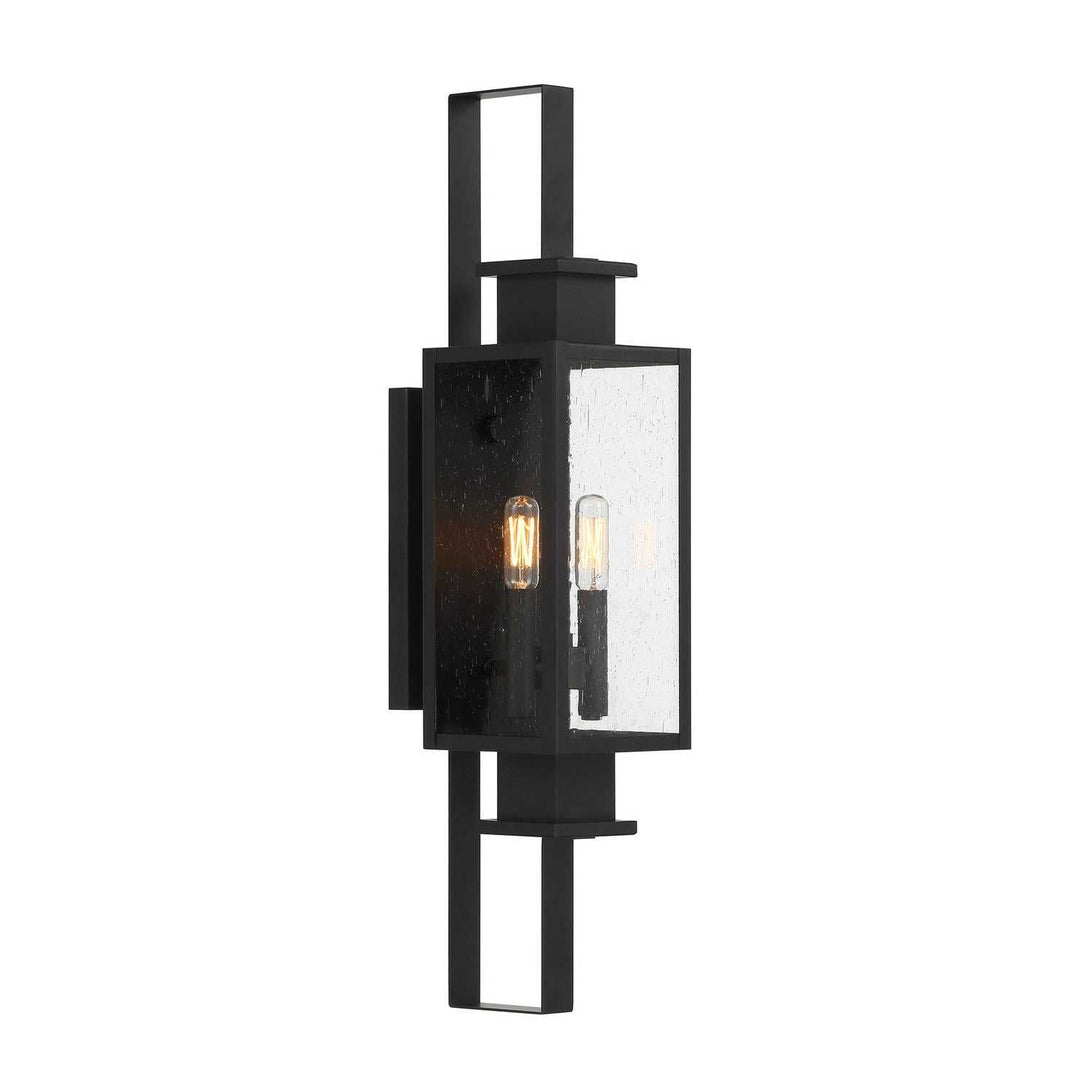 Ascott Two Light Outdoor Wall Lantern in Matte Black Savoy House
