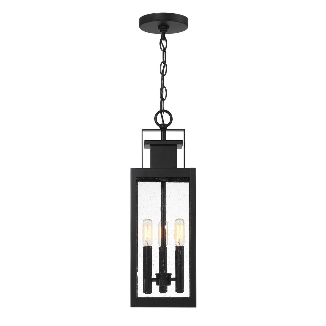 Ascott Three Light Outdoor Hanging Lantern in Matte Black Savoy House