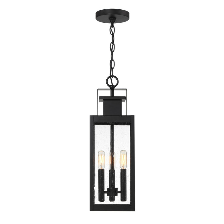 Ascott Three Light Outdoor Hanging Lantern in Matte Black Savoy House