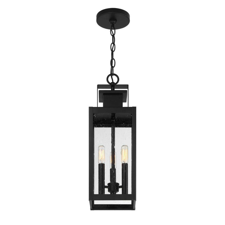 Ascott Three Light Outdoor Hanging Lantern in Matte Black Savoy House