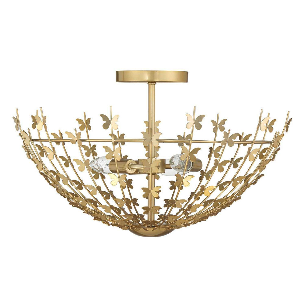 Birch Three Light Semi-Flush Mount in Burnished Brass Savoy House