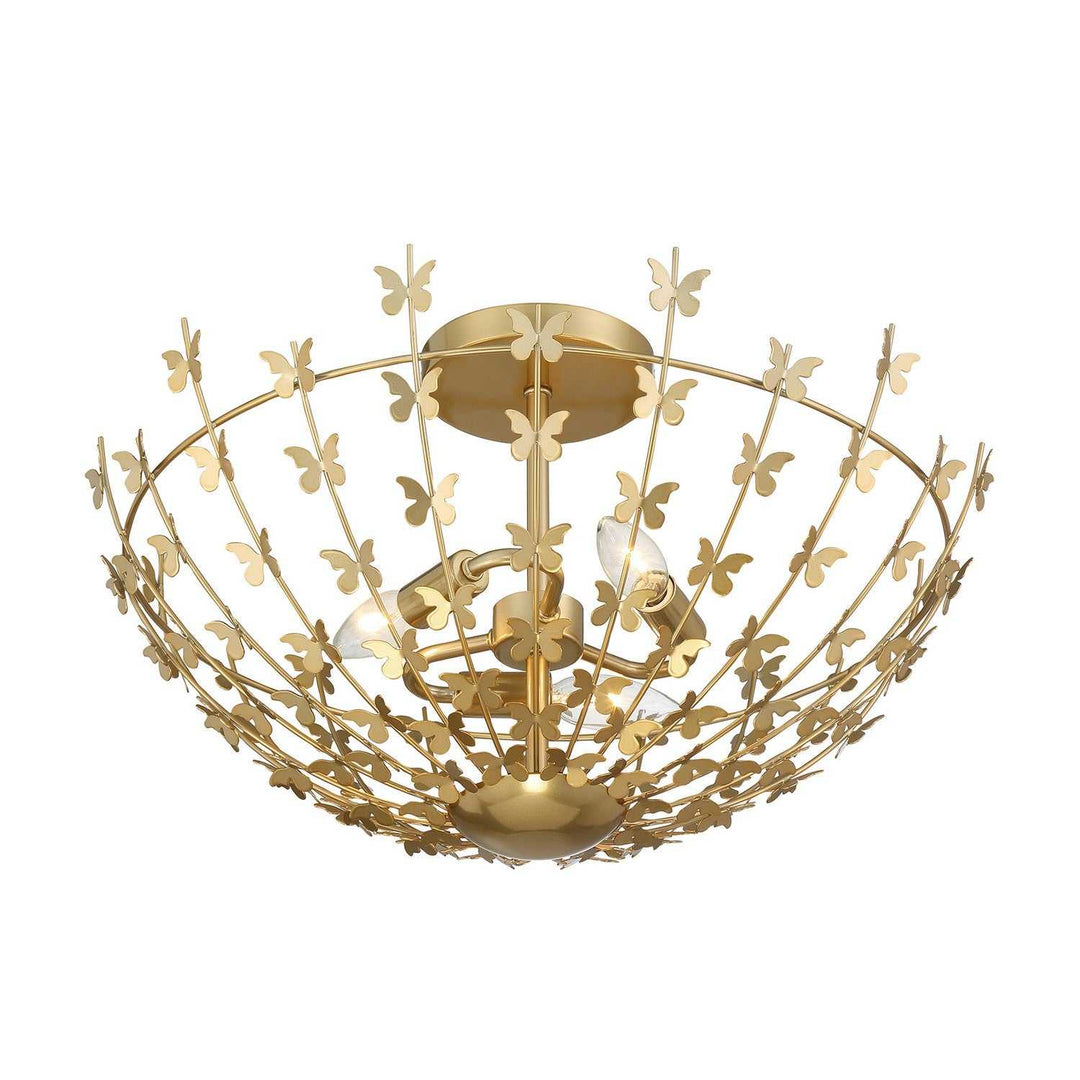 Savoy House - 6-4198-3-171 - Three Light Semi-Flush Mount - Birch - Burnished Brass