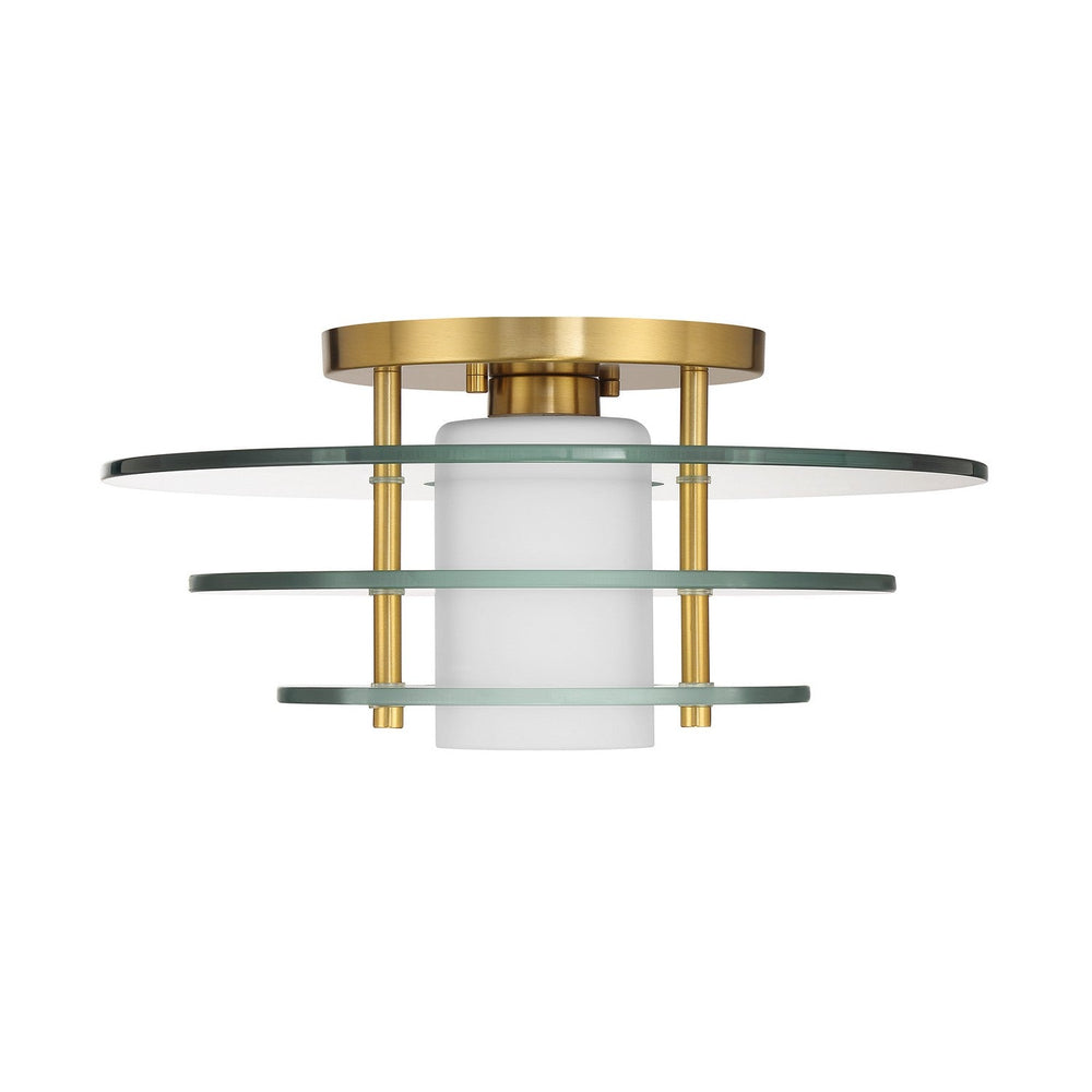 Newell One Light Semi-Flush Mount in Warm Brass Savoy House