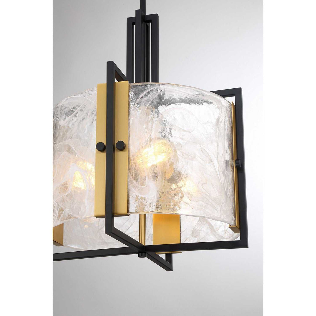 Savoy House - 7-1699-3-143 - Three Light Pendant - Hayward - Matte Black w/Warm Brass