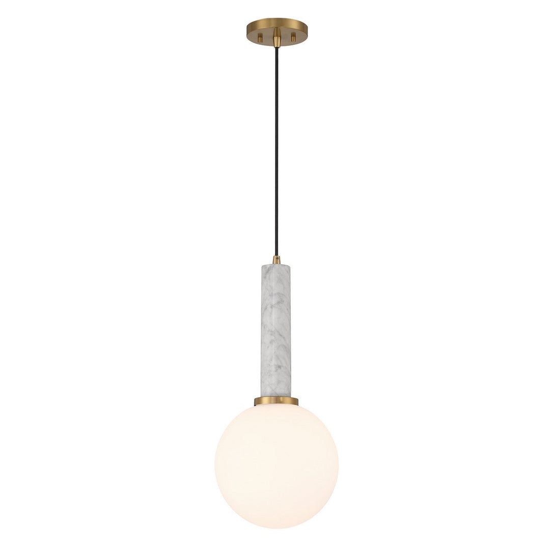 Savoy House - 7-2902-1-264 - One Light Pendant - Callaway - White Marble w/Warm Brass